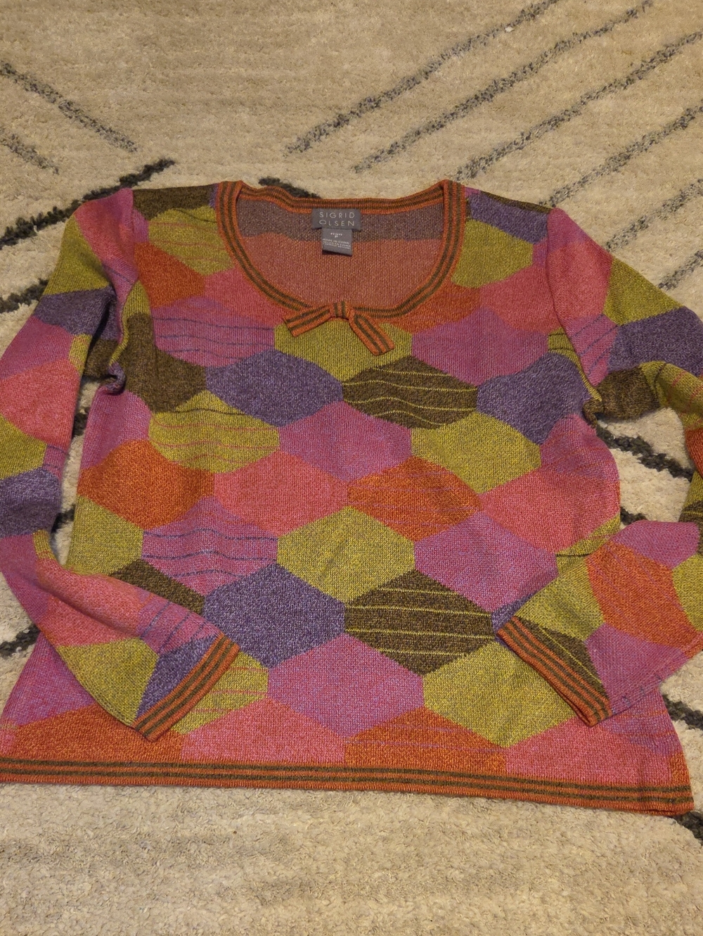 Sigrid Olsen Multicolor Geometric Knit Sweater - Women's